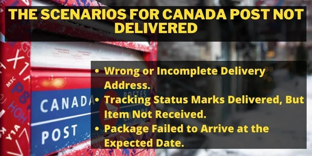 List of Scenarios for Canada Post Not Delivered your package